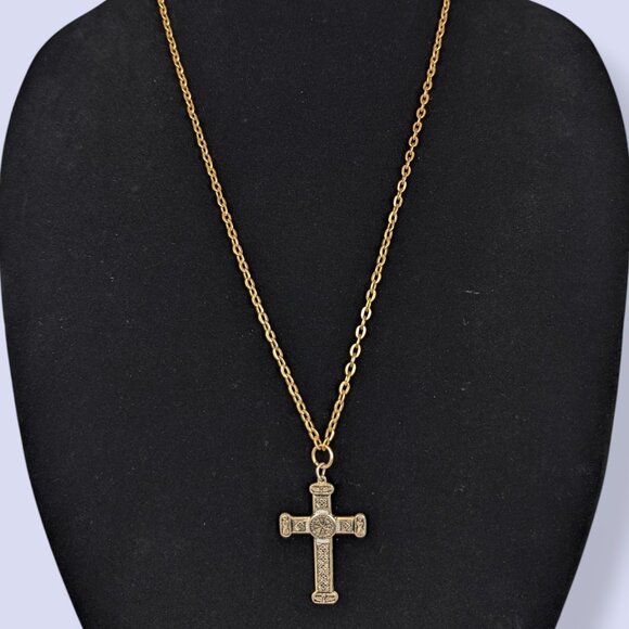 V. Spanish Damascene-Style Cross Pendant Necklace - Picture 1 of 6